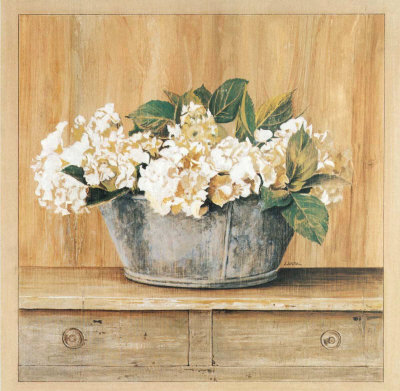Les Fleurs Blanches, Hortensias by Laurence David Pricing Limited Edition Print image