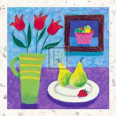 Red Tulips And Yellow Pears by Sophie Harding Pricing Limited Edition Print image