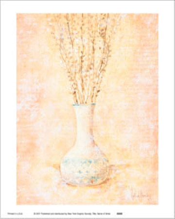 Pussy Willow In Blue And White Vase by Robin Shirley Pricing Limited Edition Print image