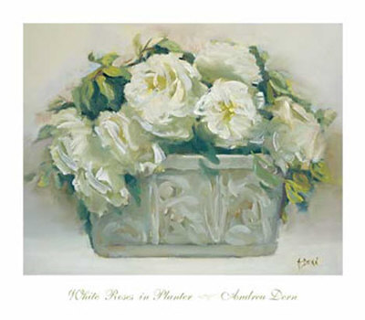 White Roses In Planter by Andrea Dern Pricing Limited Edition Print image