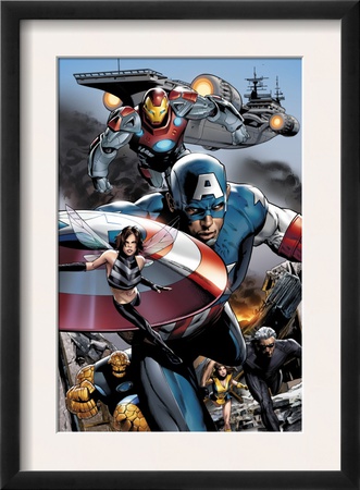 Ultimate Power #6 Group: Captain America, Wasp, Iron Man, Thing, Quicksilver And Shadowcat by Greg Land Pricing Limited Edition Print image