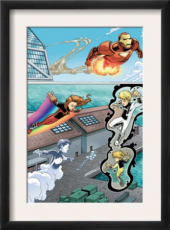 Iron Man And Power Pack #2 Group: Iron Man, Lightspeed, Mass Master, Zero-G And Energizer by Marcelo Dichiara Pricing Limited Edition Print image