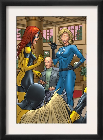 X-Men: First Class #1 Group: Marvel Girl, Angel, Xavier, Charles And Invisible Woman Fighting by Roger Cruz Pricing Limited Edition Print image