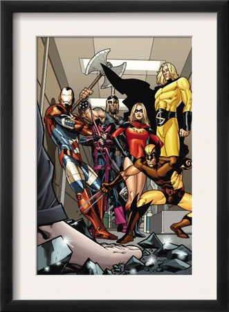 Dark X-Men #3 Group: Iron Patriot, Wolverine, Ms. Marvel, Hawkeye, Ares And Sentry Fighting by Leonard Kirk Pricing Limited Edition Print image