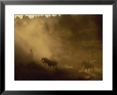 Cowboys Participating In A Wild Horse Roundup by B & C Gillingham Pricing Limited Edition Print image