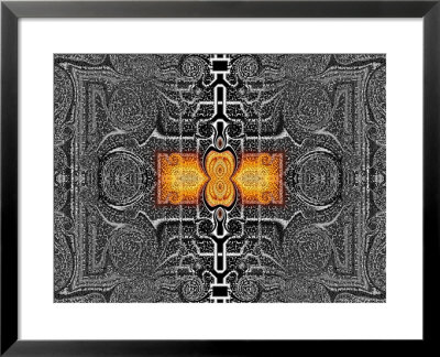 Abstract Orange Shape On Engraved-Looking Background by Albert Klein Pricing Limited Edition Print image
