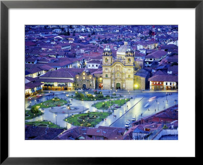 Nighttime Aerial View Of The Main Square Featuring The Cathedral Of Cusco, Cusco, Peru by Jim Zuckerman Pricing Limited Edition Print image