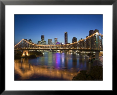 Australia, Queensland, Brisbane, Story Bridge With Riverside Centre Highrises by Walter Bibikow Pricing Limited Edition Print image