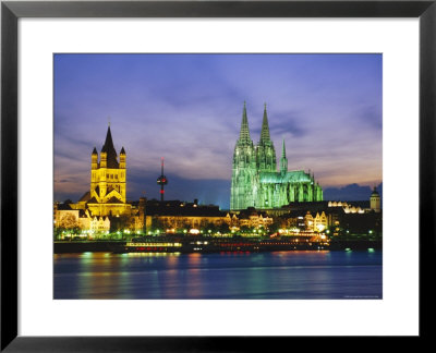 The River Rhine And Cathedral, Cologne, North Rhine Westphalia, Germany by Gavin Hellier Pricing Limited Edition Print image