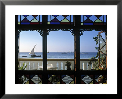 Dhow Through Window, Zanzibar, Tanzania by Peter Adams Pricing Limited Edition Print image