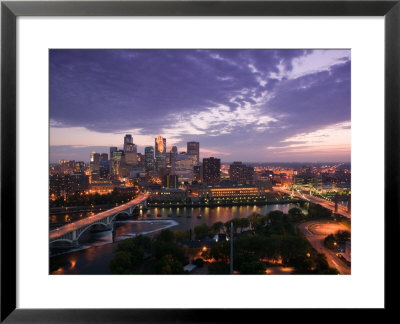 Evening Skyline Scene From St. Anthony Main, Minneapolis, Minnesota by Walter Bibikow Pricing Limited Edition Print image