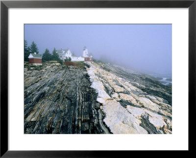 Pemaquid Point Lighthouse In Distance, Fog, Maine by John Elk Iii Pricing Limited Edition Print image