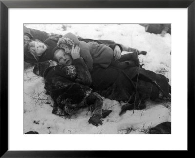 Frightened Children Taking Cover In The Woods During Russian Air Raid by Carl Mydans Pricing Limited Edition Print image