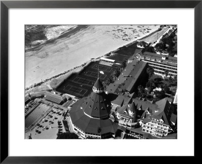 Aerial View Of The Beach, Tennis Courts And Pool Of The Coronado Hotel by Margaret Bourke-White Pricing Limited Edition Print image