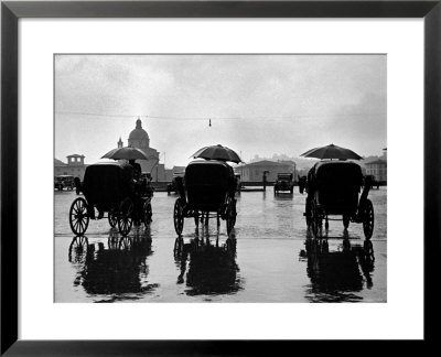 Three Horse Drawn Carriages In Rain Storm by Alfred Eisenstaedt Pricing Limited Edition Print image