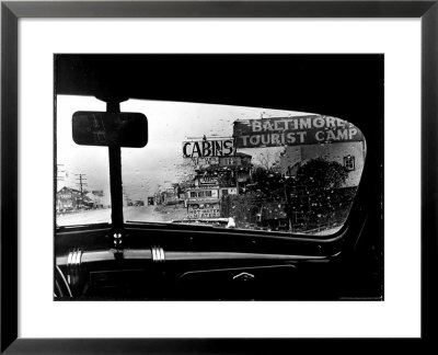 Baltimore Washington Stretch Of U.S. Highway Is A Clutter Of Signs Through Rain Covered Windshields by Margaret Bourke-White Pricing Limited Edition Print image
