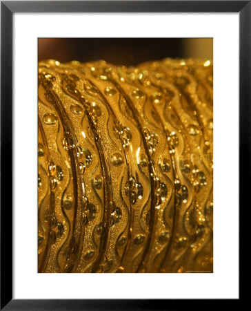 Close Up Of Gold Bangles On Display, The Gold Souk, Deira, Dubai, United Arab Emirates, Middle East by Amanda Hall Pricing Limited Edition Print image