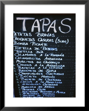 Tapas Menu On Blackboard In A Bar by Martin Skultety Pricing Limited Edition Print image