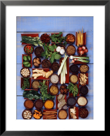 Various Exotic Herbs And Spices In Bowls by Alberto Cassio Pricing Limited Edition Print image