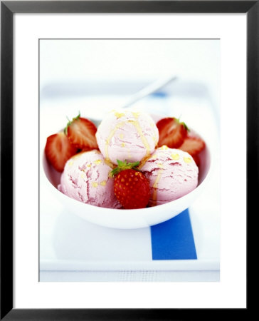 Strawberry Yoghurt Ice Cream With Honey Sauce by Antje Plewinski Pricing Limited Edition Print image