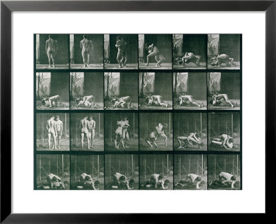 Two Men Wrestling, Plate 346 From Animal Locomotion, 1887 by Eadweard Muybridge Pricing Limited Edition Print image