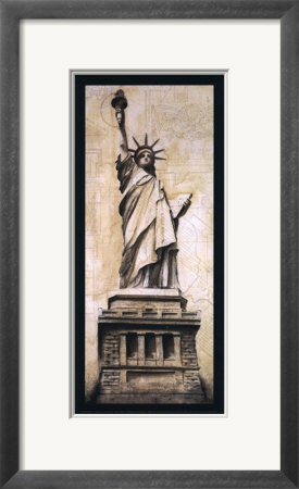 The Statue Of Liberty Against A Cityscape In Smog by John Douglas Pricing Limited Edition Print image