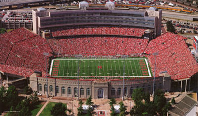 Memorial Stadium 50 Yard Line Aerial by Rick Anderson Pricing Limited Edition Print image