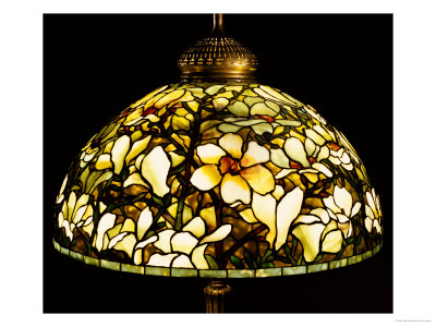 A Detail Of A Highly Important Magnolia Leaded Glass And Gilt-Bronze Floor Lamp by Tiffany Studios Pricing Limited Edition Print image