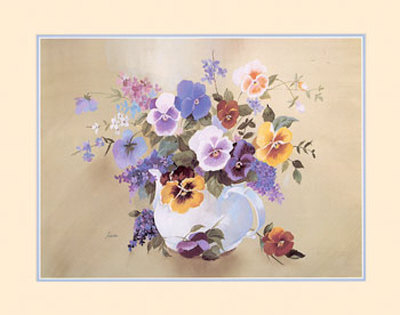 Pansies In Teapot by Livia Pricing Limited Edition Print image