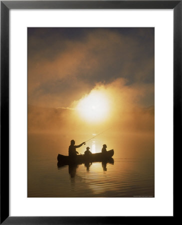 People Fishing From Canoe At Sunset by Bob Winsett Pricing Limited Edition Print image