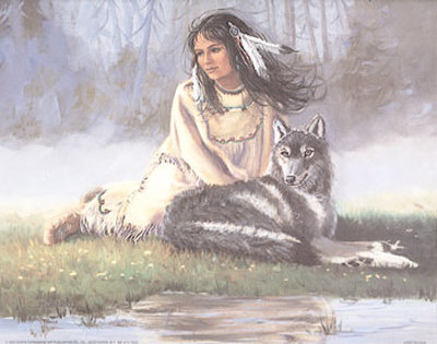 Maiden With Wolf by M. Caroselli Pricing Limited Edition Print image