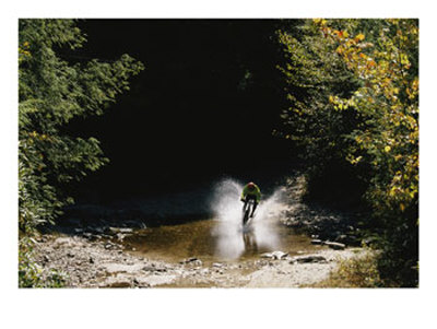 Mountain Biker Splashing Through Water At High Speed, Canaan Valley by Skip Brown Pricing Limited Edition Print image