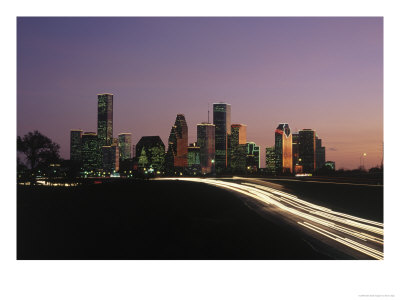 Night Skyline, Houston, Texas by Kevin Leigh Pricing Limited Edition Print image