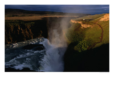 Gulfoss Waterfall And Canyon At Sunrise, Gullfoss, Vesturland, Iceland by Grant Dixon Pricing Limited Edition Print image