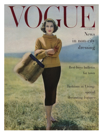 Vogue Cover - October 1956 by Karen Radkai Pricing Limited Edition Print image