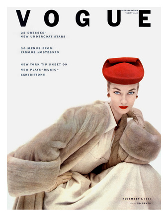 Vogue Cover - November 1951 by Clifford Coffin Pricing Limited Edition Print image