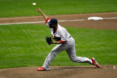 St Louis Cardinals V Milwaukee Brewers - Game Six, Milwaukee, Wi - October 16: Edwin Jackson by Scott Boehm Pricing Limited Edition Print image