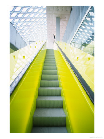 Colorful Escalator In The Central Library, Seattle, Washington, Usa by Charles Crust Pricing Limited Edition Print image