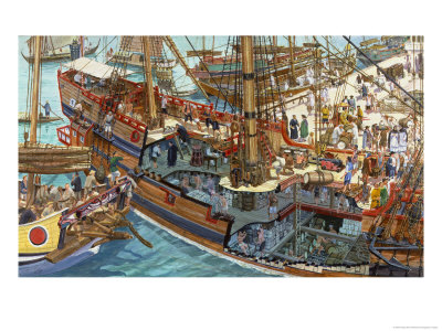 A Painting Showing Merchandise Being Loaded Onto A Spanish Galleon by Roger Morris Pricing Limited Edition Print image