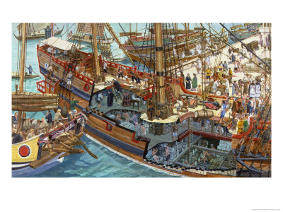 A Painting Showing Merchandise Being Loaded Onto A Spanish Galleon by Roger Morris Pricing Limited Edition Print image