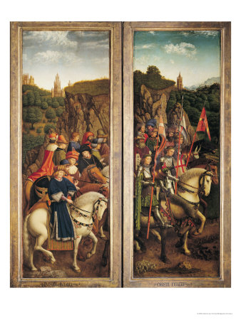 The Just Judges And The Knights Of Christ, Detail From The Left Hand Panel Of The Ghent Altarpiece by Hubert & Jan Van Eyck Pricing Limited Edition Print image