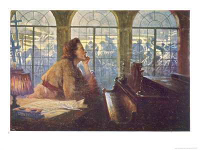 Frederic Chopin Polish Musician Composing His Nocturne Opus 9 Number 2 by Leo B. Eichhorn Pricing Limited Edition Print image