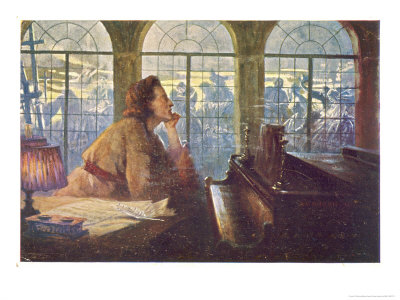 Frederic Chopin Polish Musician Composing His Nocturne Opus 9 Number 2 by Leo B. Eichhorn Pricing Limited Edition Print image