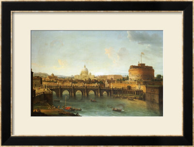 Castel Santangelo And The Ponte Santangelo, Rome, With St. Peters And The Vatican by Antonio Joli Pricing Limited Edition Print image