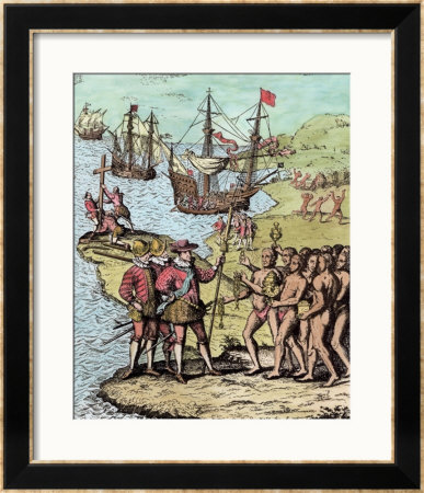 Columbus At Hispaniola, From The Narrative And Critical History Of America, By Justin Winsor by Theodor De Bry Pricing Limited Edition Print image