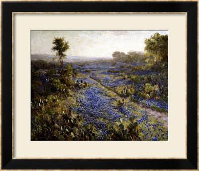 Field Of Texas Bluebonnets And Prickly Pear Cacti by Julian Robert Onderdonk Pricing Limited Edition Print image