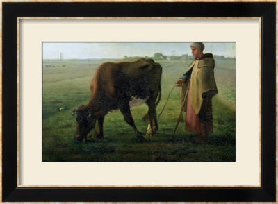 Woman Grazing Her Cow, 1858 by Jean-Francois Millet Pricing Limited Edition Print image