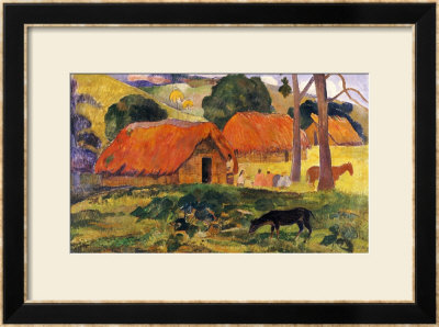 The Three Huts, Tahiti, 1891-92 by Paul Gauguin Pricing Limited Edition Print image