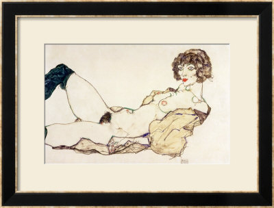Reclining Nude In Green Stockings, 1914 by Egon Schiele Pricing Limited Edition Print image