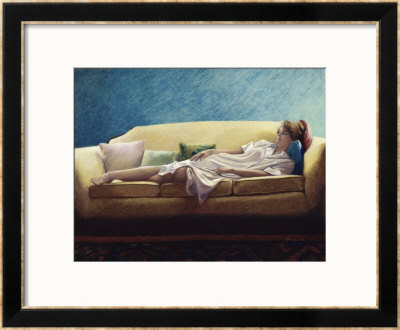 Woman Reclining On A Sofa by Helen J. Vaughn Pricing Limited Edition Print image